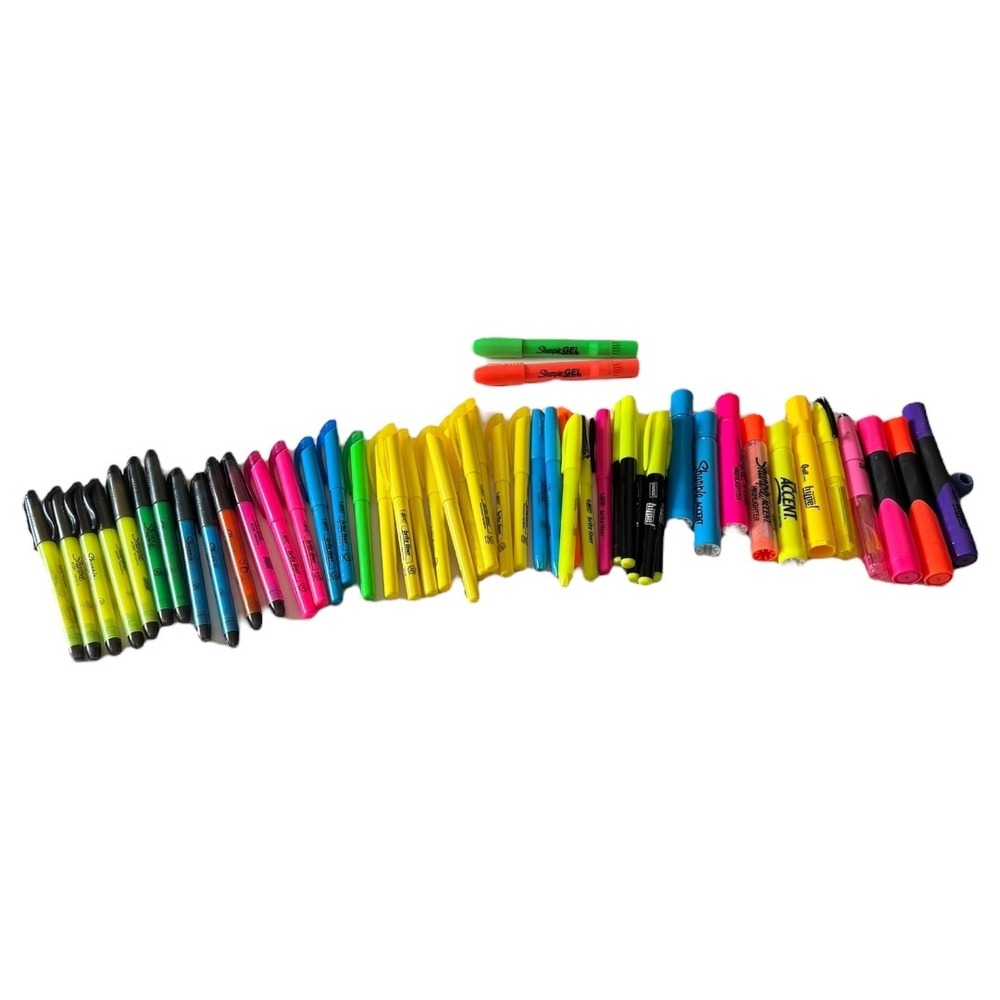 Bulk Lot Highlighters Pens: Sharpie Accent, Bic , Quill, Staples TESTED B20Q